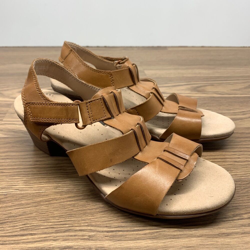 Clarks Valarie Kerry Tan Leather - Womens Heeled Sandal Size 9 M